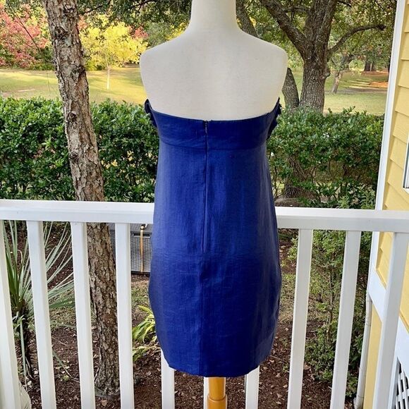 Alexia Admor Blue Satin Flower Ruffled Strapless Dress - Picture 3 of 6